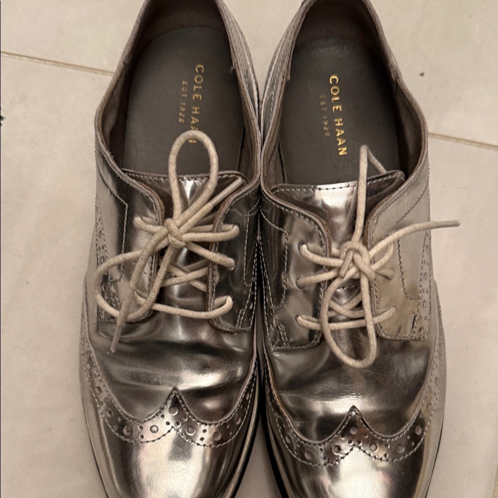 Cole Haan Women's Metallic Silver Loafers